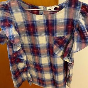 Francescas plaid button back blouse